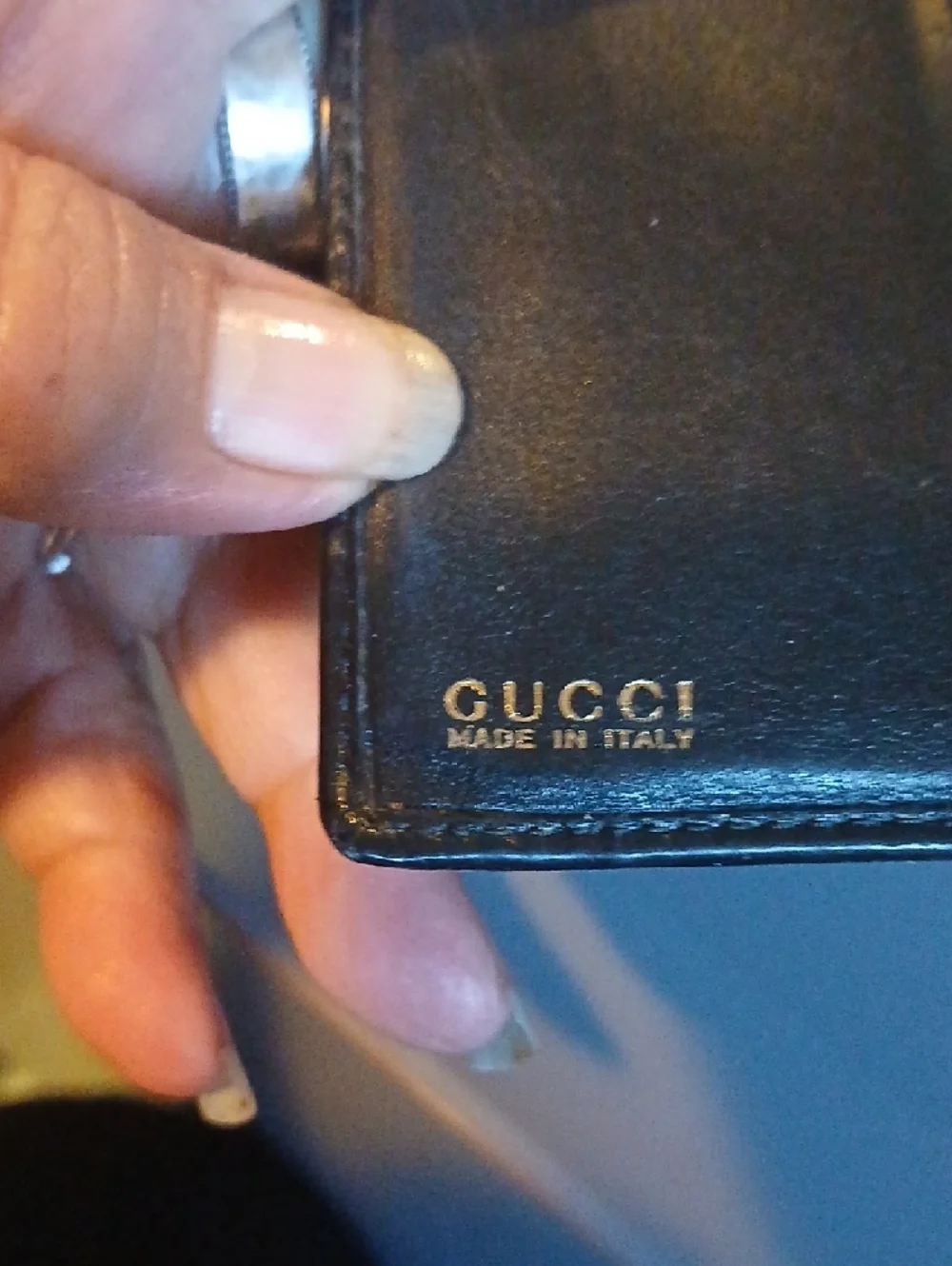 Gucci Black Leather Walletwith Gold Logo & Bamboo - Picture 4 of 7